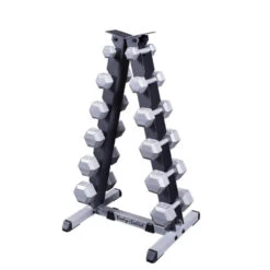 Body Solid Body-Solid 2 Tier Vertical Dumbbell Rack GDR44 -Fitness Equipment Sales Body Solid GDR44 2 Tier Vertical Dumbbell Rack With Hex Dumbbells