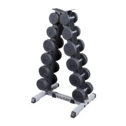 Body Solid Body-Solid 2 Tier Vertical Dumbbell Rack GDR44 -Fitness Equipment Sales Body Solid GDR44 2 Tier Vertical Dumbbell Rack With Rubber Coated Hex DUmbbells