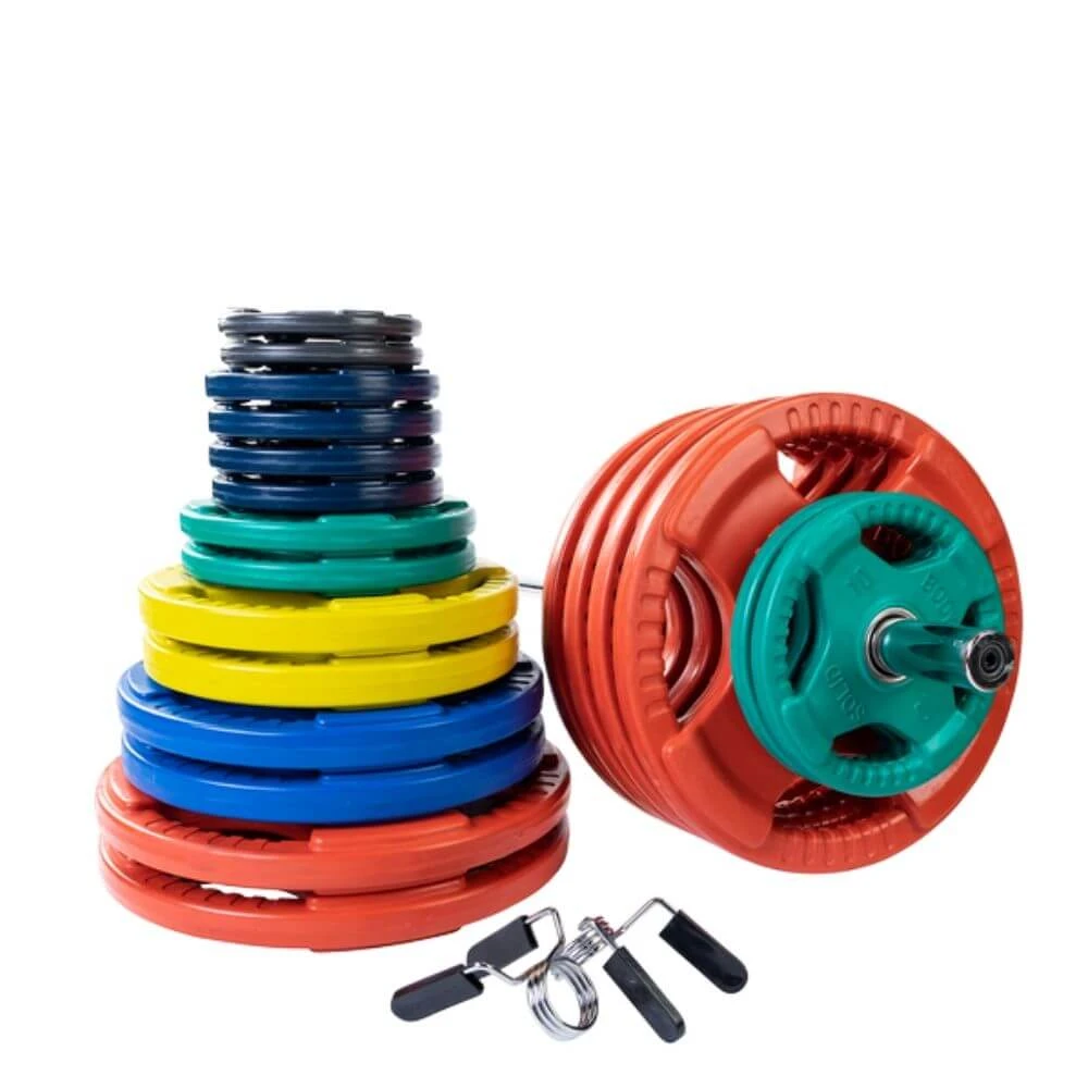 Body Solid Body-Solid Colored Rubber Grip Plate & Barbell Set ORC - Image 3