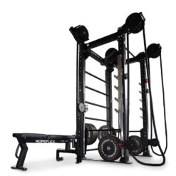 Ropeflex RX8200 ROPERIG Expandable Rope Training Rack -Fitness Equipment Sales RopeflexRX8200ROPERIGExpandableRopeTrainingRack3DViewLoadedWithBench