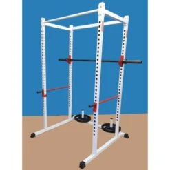 TDS Fitness White Power Rack H-92563-W -Fitness Equipment Sales TDSH 92563 WWhitePowerRackFrontSideView
