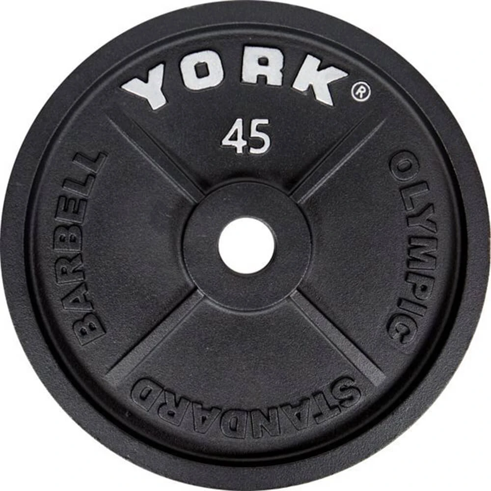 York Barbell Cast Iron Olympic Plates 1 York Barbell Cast Iron Olympic Plates