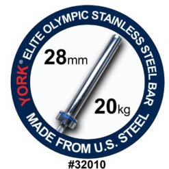 York Barbell Men's Elite Stainless Steel 20kg Bar