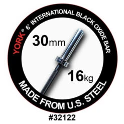 York Barbell 6' International Black Oxide Olympic Bar