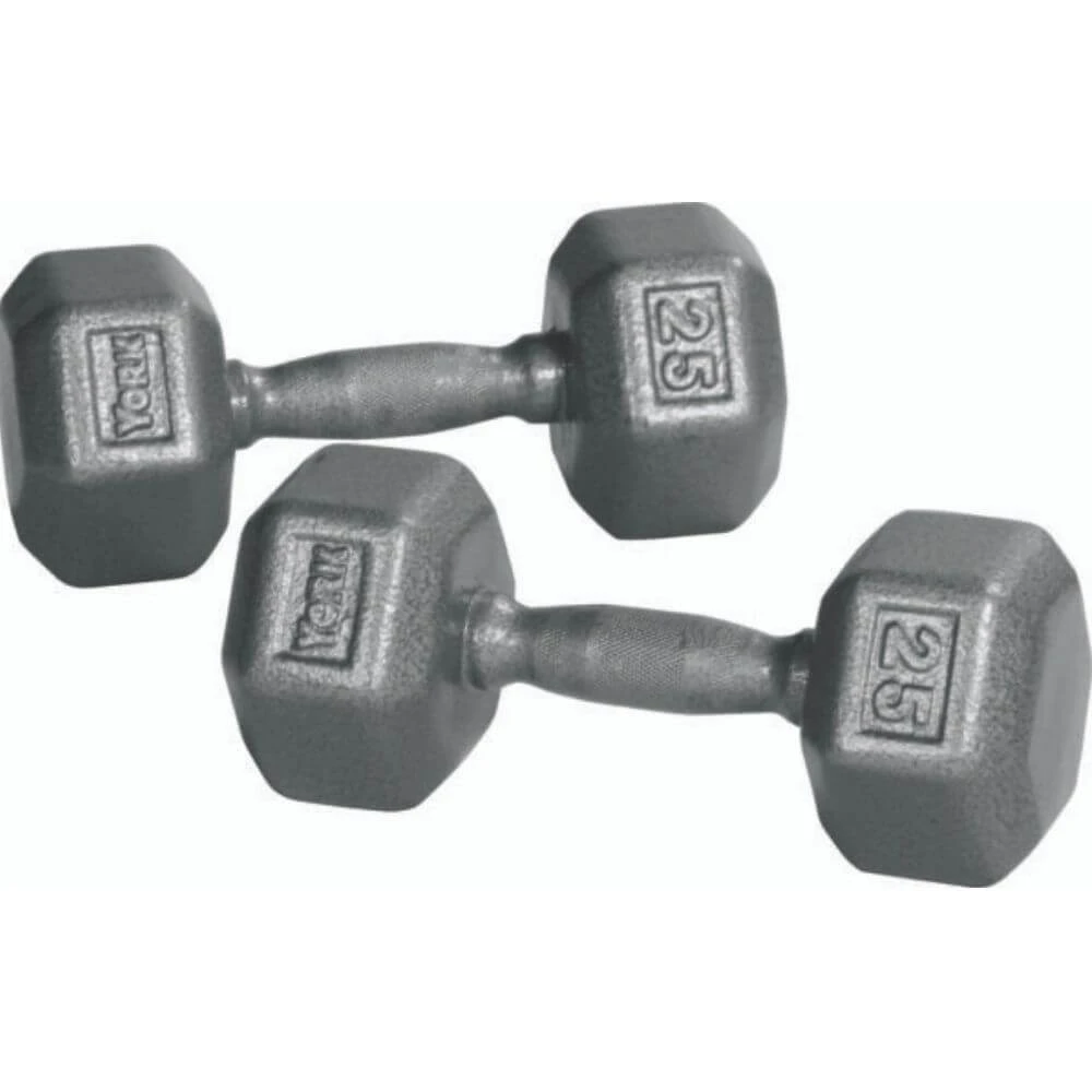 York Barbell Pro Hex Cast Iron Dumbbells 1 York Barbell Pro Hex Cast Iron Dumbbells