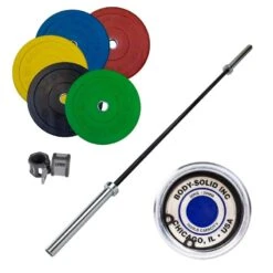 Body Solid Body-Solid Colored Bumper Plate And Barbell Set