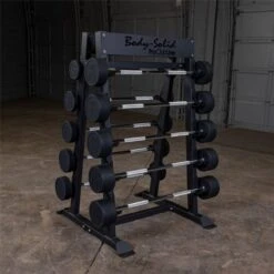 Body-Solid Pro Clubline Fixed Weight Barbell Rack SBBR100 -Fitness Equipment Sales body solid sbbr100 pro clubline fixed barbell storage rack with straight bars
