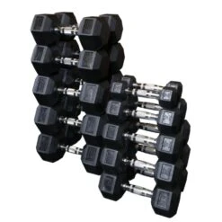 Body Solid Body-Solid Rubber Hex Dumbbell 5-50lb Package 8 Body Solid Body-Solid Rubber Hex Dumbbell 5-50lb Package -Fitness Equipment Sales body solid sdrs550 dumbbell set
