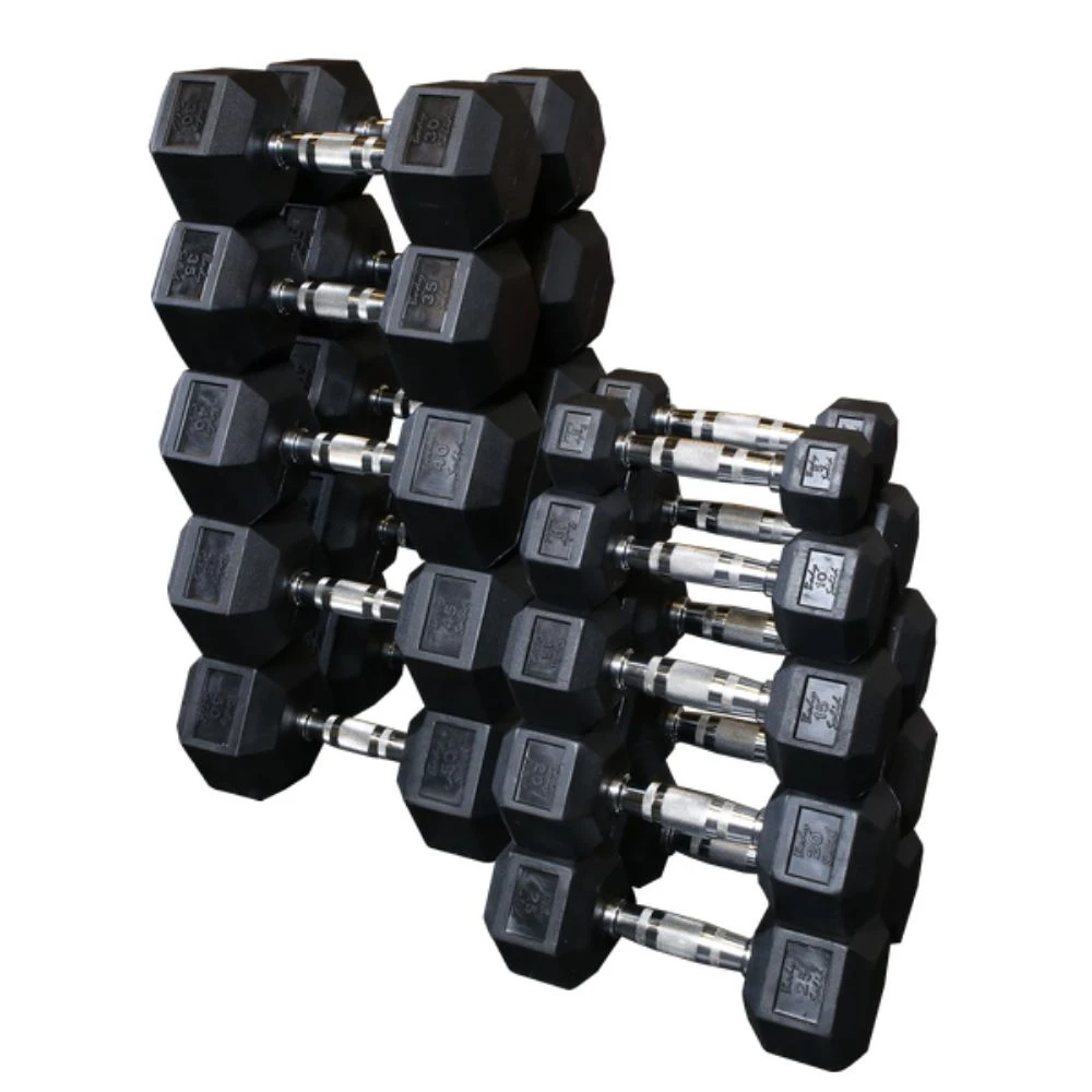 Body Solid Body-Solid Rubber Hex Dumbbell 5-50lb Package 4 Body Solid Body-Solid Rubber Hex Dumbbell 5-50lb Package - Image 4
