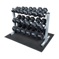 Body Solid Body-Solid Rubber Hex Dumbbell 5-50lb Package