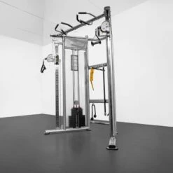 BodyKore Functional Trainer Dual Adjustable Pulley System MX1161 -Fitness Equipment Sales bodykore MX1161 functional trainer silver angle view
